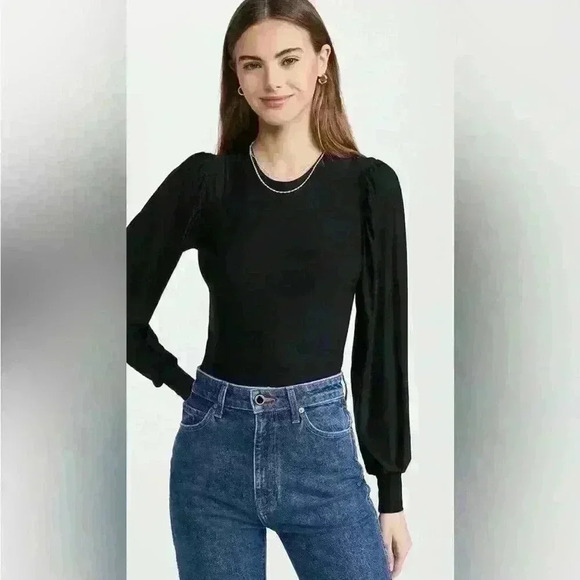 New Commando Butter Balloon Sleeve Bodysuit size small black - Picture 2 of 5